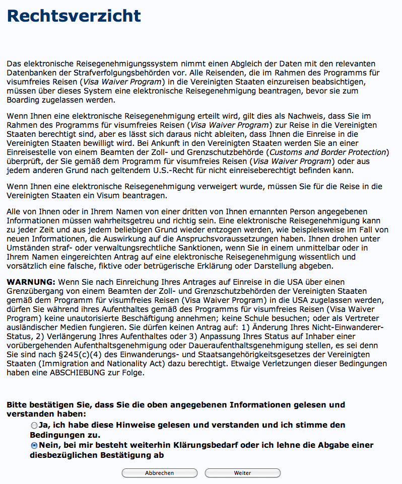 rechtsverzicht